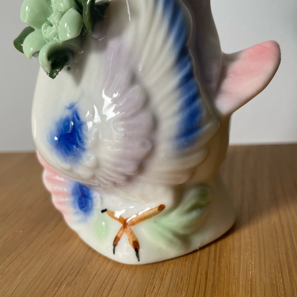 Mid-century Porcelain Swan Bud Vase with Pastel Accents - Picture 6 of 14